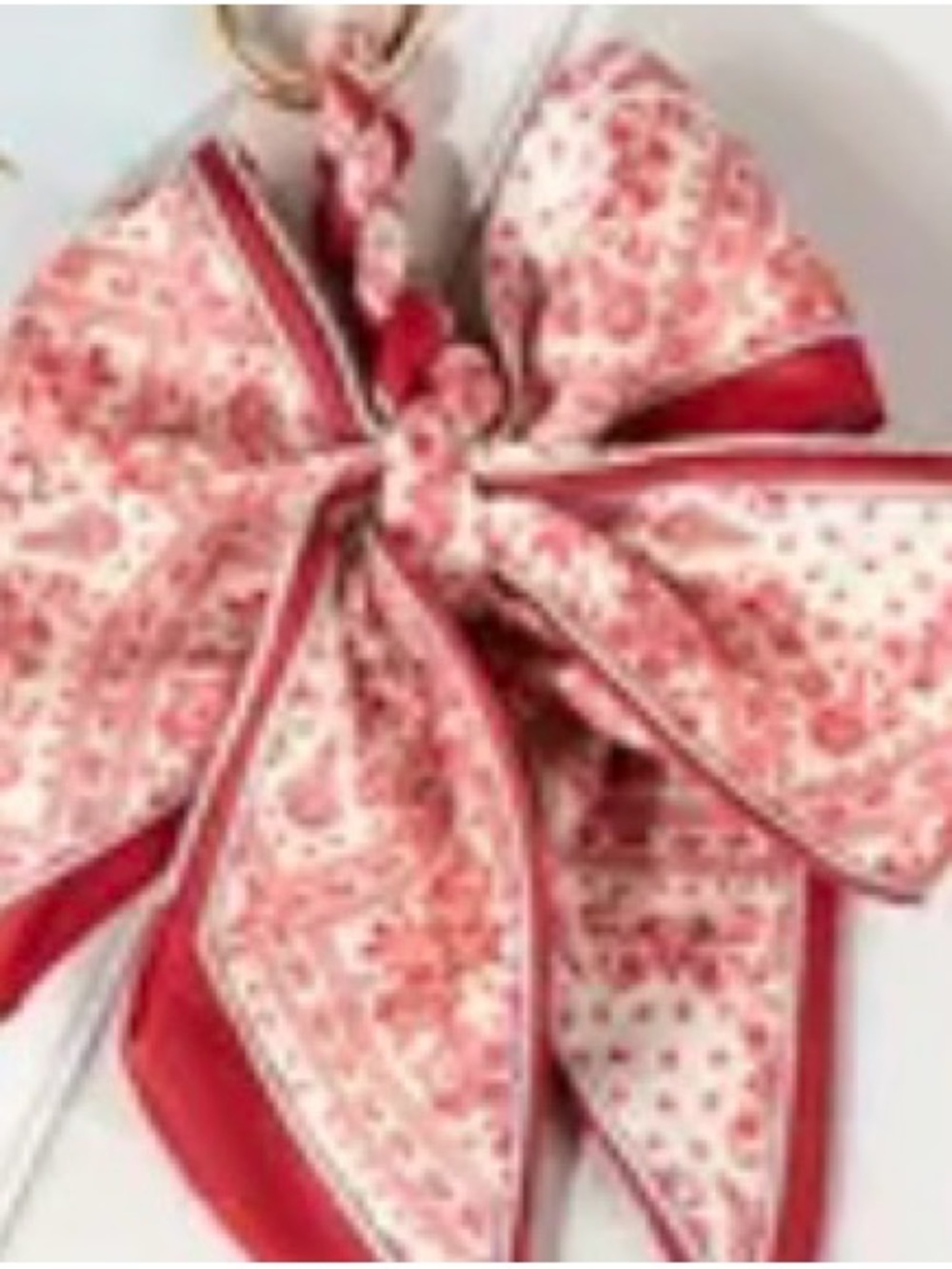 Red Floral Bow Scarf Key Charm - Women Bags Accessory - Picture 3 of 3